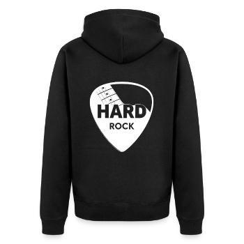Hard Rock Guitar Pick - Unisex Premium Organic Zip Hoodie - black - Back - Nico (187cm)