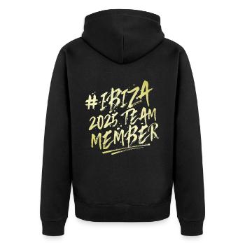 Ibiza 2025 Team - Unisex Premium Organic Zip Hoodie - black - Back - Nico (187cm)