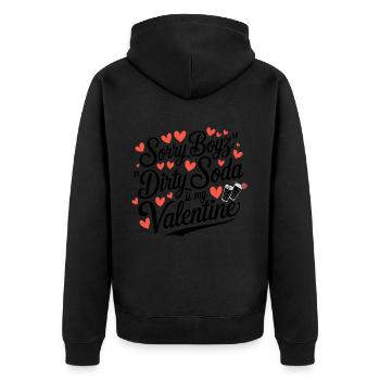 Sorry Boyz Dirty Soda is my Valentine - Unisex Premium Organic Zip Hoodie - black - Back - Nico (187cm)