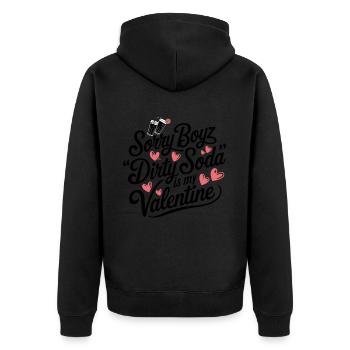 Sorry Boyz Dirty Soda is my Valentine - Unisex Premium Organic Zip Hoodie - black - Back - Nico (187cm)