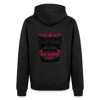 CHRISTOPHE UN NOM UNE FIERTÉ AUCUN RIVAL - Veste à capuche bio Premium Unisexe - noir - Dos - Nico (187cm)