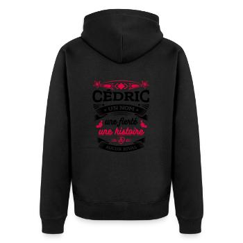 CÉDRIC UN NOM UNE FIERTÉ AUCUN RIVAL - Veste à capuche bio Premium Unisexe - noir - Dos - Nico (187cm)