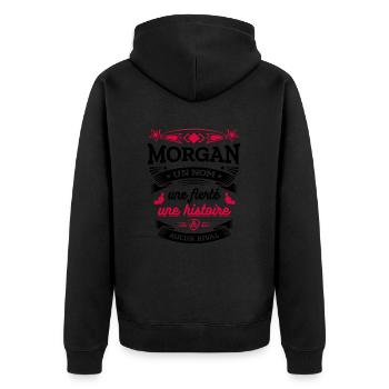 MORGAN UN NOM UNE FIERTÉ AUCUN RIVAL - Veste à capuche bio Premium Unisexe - noir - Dos - Nico (187cm)