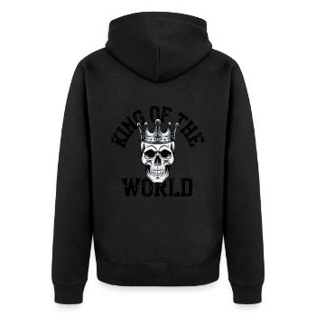 Skull and crossbones with crown King of the World - Unisex Premium Organic Zip Hoodie - black - Back - Nico (187cm)