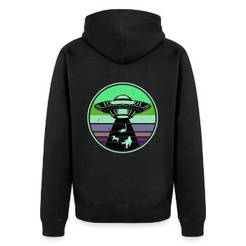 UFO-Bigfoot Nessie Einhorn - Unisex Premium Bio Zip Hoodie - Schwarz - Hinten - Nico (187cm)