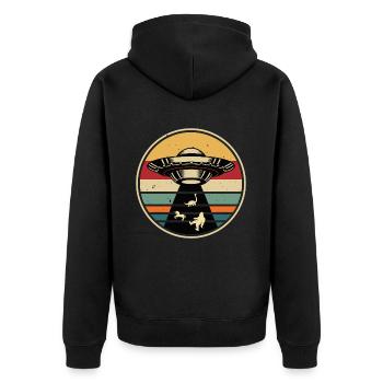UFO-Bigfoot Nessie Einhorn - Unisex Premium Bio Zip Hoodie - Schwarz - Hinten - Nico (187cm)