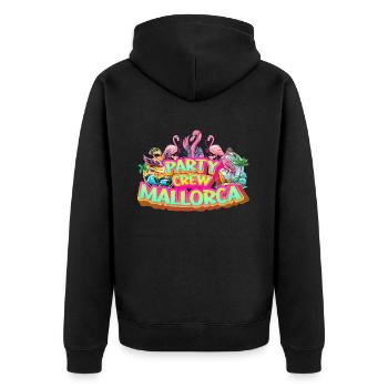 Mallorca Party Crew Sommer Urlaub Malle Flamingo - Unisex Premium Bio Zip Hoodie - Schwarz - Hinten - Nico (187cm)