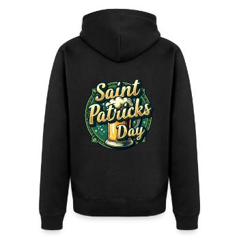 Saint Patrick's Day Beer - Unisex Premium Organic Zip Hoodie - black - Back - Nico (187cm)