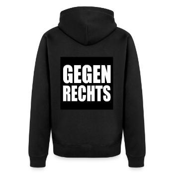 Gegen rechts - Unisex Premium Bio Zip Hoodie - Schwarz - Hinten - Nico (187cm)