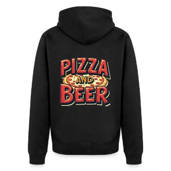 Pizza et bière Nourriture Alcool Dictons amusants - Veste à capuche bio Premium Unisexe - noir - Dos - Nico (187cm)