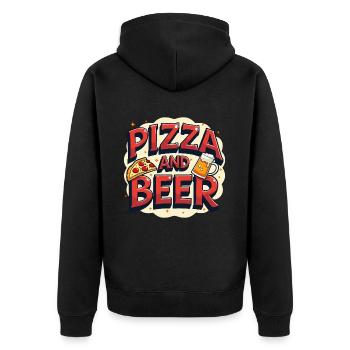Pizza et bière Nourriture Alcool Dictons amusants - Veste à capuche bio Premium Unisexe - noir - Dos - Nico (187cm)