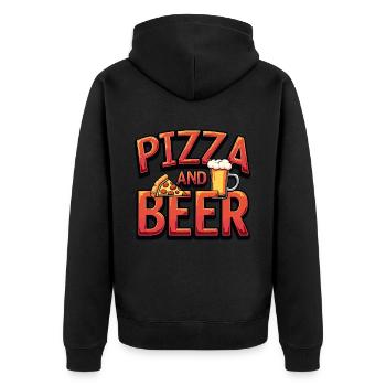 Pizza et bière Nourriture Alcool Dictons amusants - Veste à capuche bio Premium Unisexe - noir - Dos - Nico (187cm)