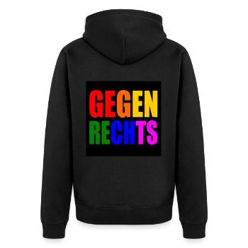 Gegen rechts - Unisex Premium Bio Zip Hoodie - Schwarz - Hinten - Nico (187cm)