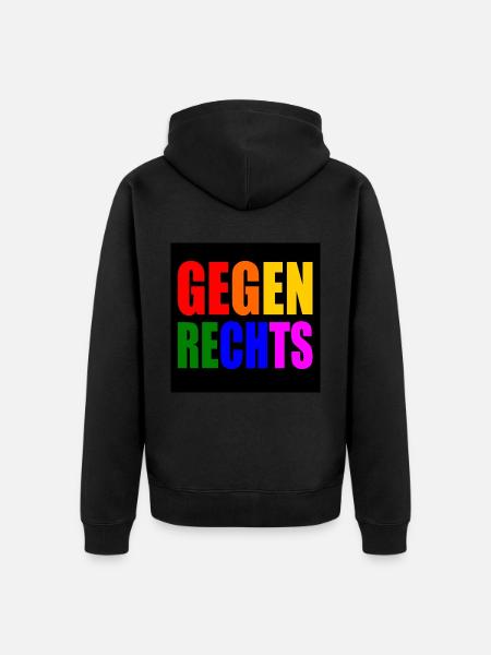 Gegen rechts - Unisex Premium Bio Zip Hoodie - Schwarz