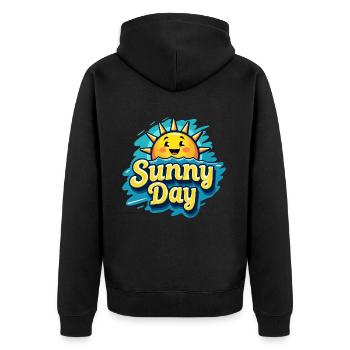 Sunny Day Sonne S - Unisex Premium Bio Zip Hoodie - Schwarz - Hinten - Nico (187cm)