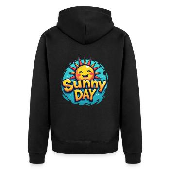 Sunny Day Sonne Sommer Urlaub - Unisex Premium Bio Zip Hoodie - Schwarz - Hinten - Nico (187cm)