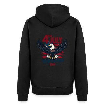 Amerika USA Adler 4th July Independence Day - Unisex Premium Bio Zip Hoodie - Schwarz - Hinten - Nico (187cm)