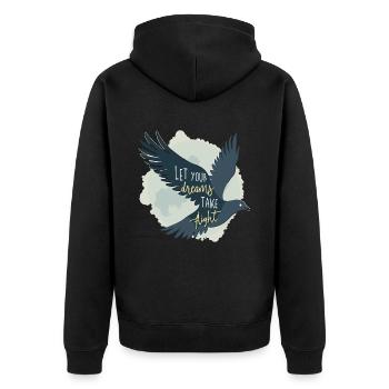Laissez vos rêves prendre leur envol Oiseau mouette - Veste à capuche bio Premium Unisexe - noir - Dos - Nico (187cm)