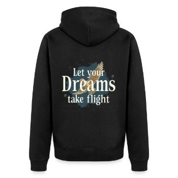 Let Your Dreams Take Flight Seagull Bird - Unisex Premium Organic Zip Hoodie - black - Back - Nico (187cm)