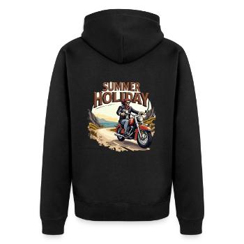 Motorcycle Summer Holiday - Unisex Premium Organic Zip Hoodie - black - Back - Nico (187cm)