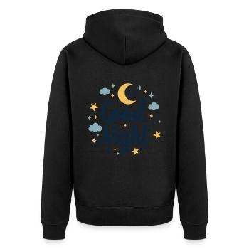 Good Night Träumer Cozy Look - Unisex Premium Bio Zip Hoodie - Schwarz - Hinten - Nico (187cm)