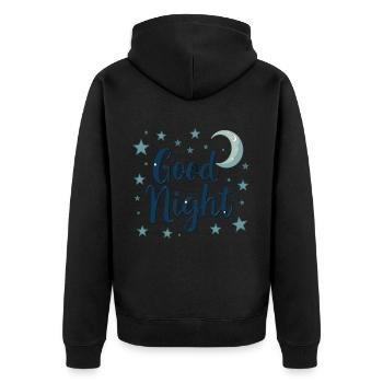 Good Night Träumer Cozy Look - Unisex Premium Bio Zip Hoodie - Schwarz - Hinten - Nico (187cm)