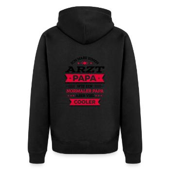ARZT PAPA WIE EIN NORMALER PAPA ABER VIEL COOLER - Unisex Premium Bio Zip Hoodie - Schwarz - Hinten - Nico (187cm)