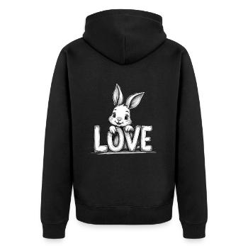 Cute bunny with LOVE – Perfect for Easter & Love - Unisex Premium Organic Zip Hoodie - black - Back - Nico (187cm)