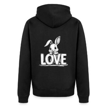 Cute bunny with LOVE – Perfect for Easter & Love - Unisex Premium Organic Zip Hoodie - black - Back - Nico (187cm)