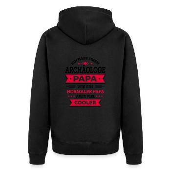 ARCHÄOLOGE PAPA: COOL, VATERTAG, WEIHNACHTEN - Unisex Premium Bio Zip Hoodie - Schwarz - Hinten - Nico (187cm)
