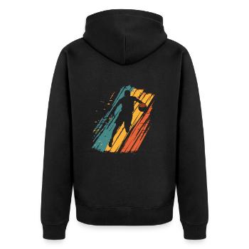 Basketball Basketballspieler Vintage - Unisex Premium Bio Zip Hoodie - Schwarz - Hinten - Nico (187cm)