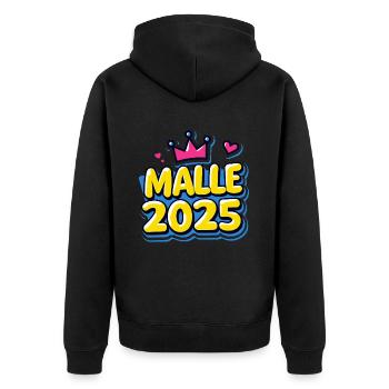 Malle 2025 Mallorca-Fans Sprüche - Unisex Premium Bio Zip Hoodie - Schwarz - Hinten - Nico (187cm)