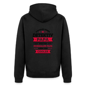 DETEKTIV PAPA: GEBURTSTAG, VATERTAG, WEIHNACHTEN - Unisex Premium Bio Zip Hoodie - Schwarz - Hinten - Nico (187cm)