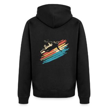 Schwimmen Schwimmer Silhouette Vintage - Unisex Premium Bio Zip Hoodie - Schwarz - Hinten - Nico (187cm)