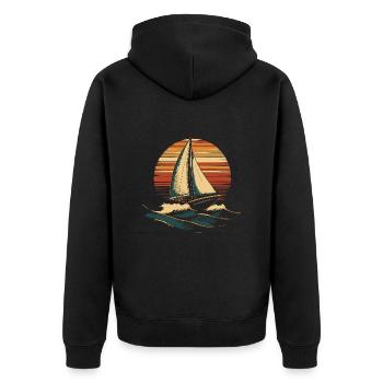 Segelboot Vintage - Unisex Premium Bio Zip Hoodie - Schwarz - Hinten - Nico (187cm)