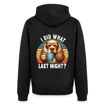 J’ai fait ce que la nuit dernière Cocker Spaniel Cockerhund - Veste à capuche bio Premium Unisexe - noir - Dos - Nico (187cm)