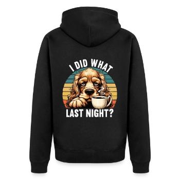 J’ai fait ce que la nuit dernière Cocker Spaniel Cockerhund - Veste à capuche bio Premium Unisexe - noir - Dos - Nico (187cm)