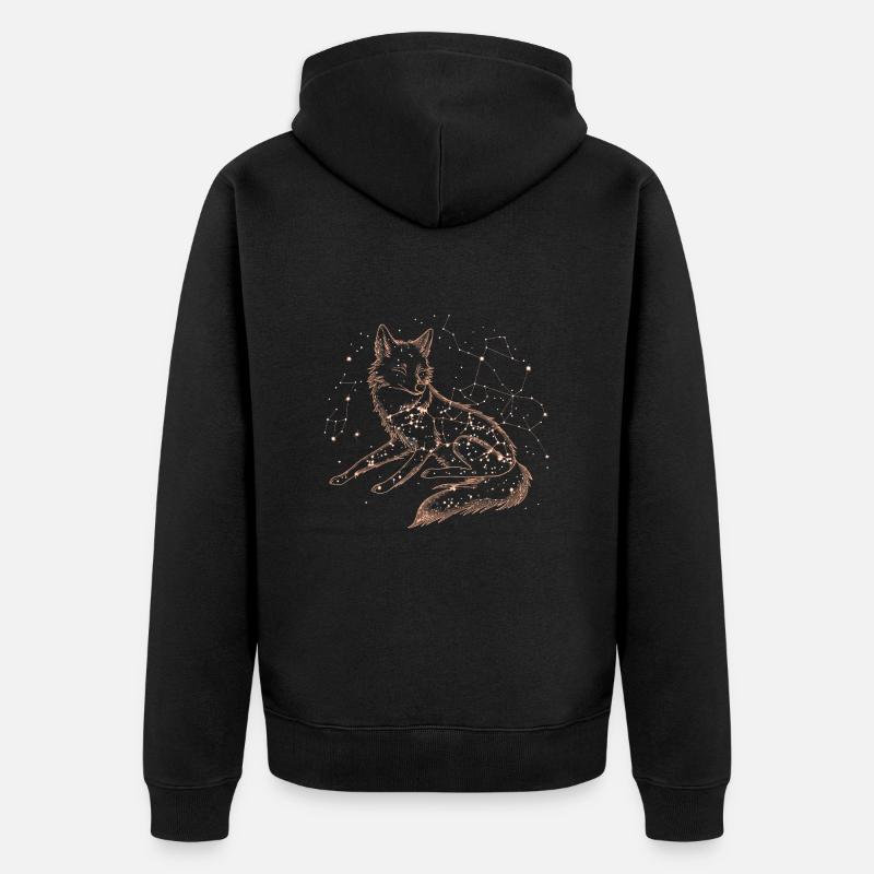 Fuchs Sternenhimmel Sternenbild - Unisex Premium Bio Zip Hoodie - Schwarz