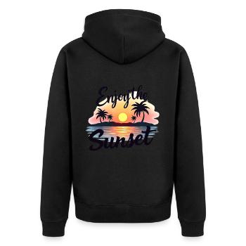Enjoy the Sunset Sunset Summer Vibes - Unisex Premium Organic Zip Hoodie - black - Back - Nico (187cm)
