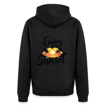 Enjoy the Sunset Sunset Summer Vibes - Unisex Premium Organic Zip Hoodie - black - Back - Nico (187cm)