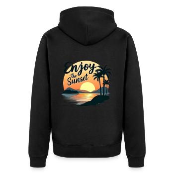 Enjoy the Sunset Sunset Summer Vibes - Unisex Premium Organic Zip Hoodie - black - Back - Nico (187cm)