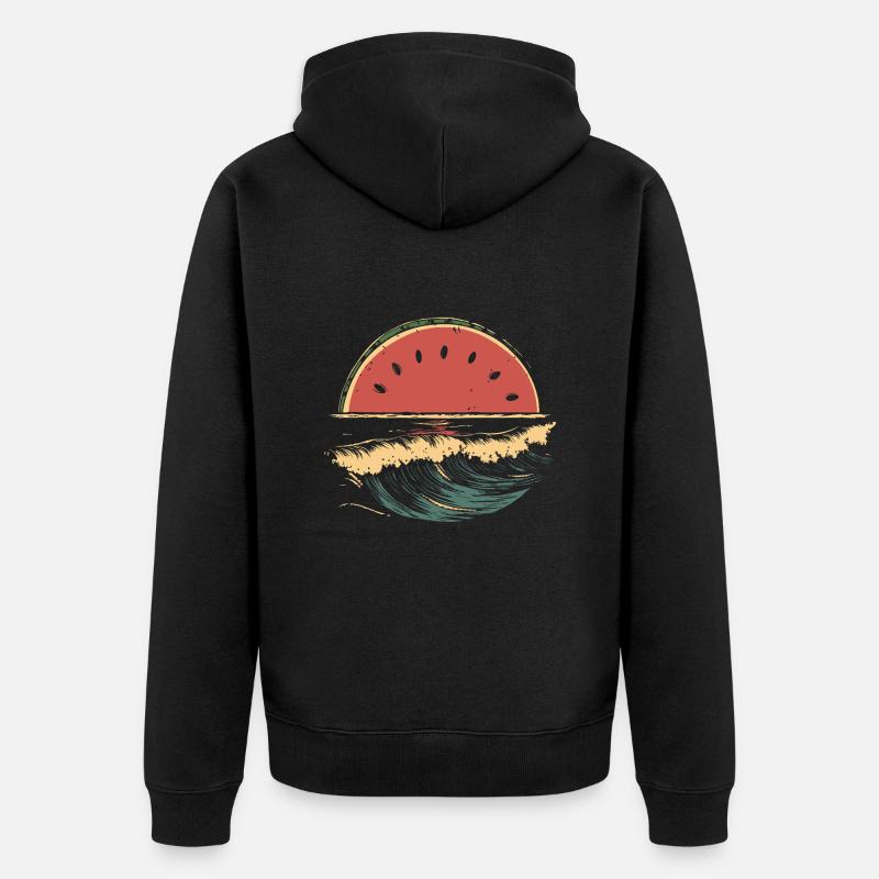 Pastèque Mer Plage Été - Veste à capuche bio Premium Unisexe - noir