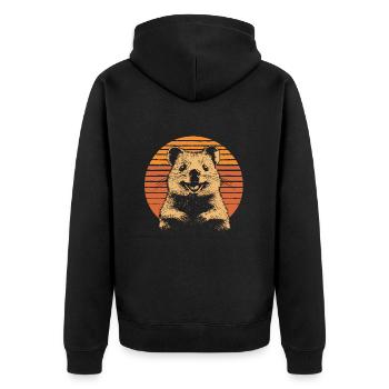 Quokka vintage rieur - Veste à capuche bio Premium Unisexe - noir - Dos - Nico (187cm)