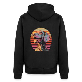 Weimaraner Vintage - Unisex Premium Bio Zip Hoodie - Schwarz - Hinten - Nico (187cm)
