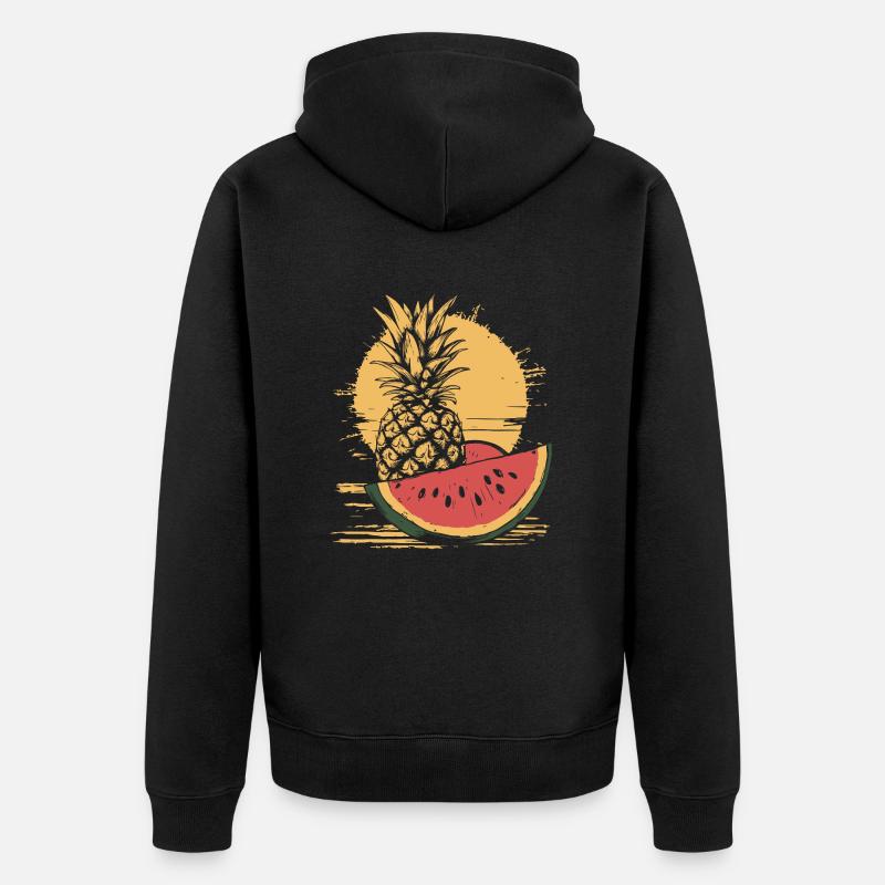Ananas et pastèque - Veste à capuche bio Premium Unisexe - noir