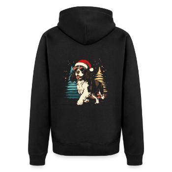 Épagneul springer anglais avec chapeau de Père Noël - Veste à capuche bio Premium Unisexe - noir - Dos - Nico (187cm)