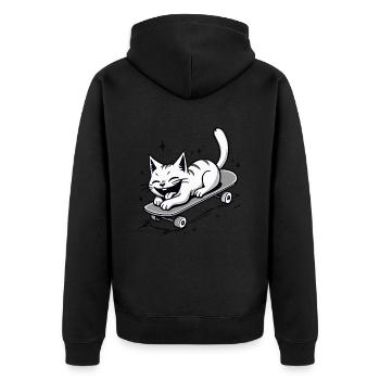 Skateur Skateur Chat Skateboard Patinage - Veste à capuche bio Premium Unisexe - noir - Dos - Nico (187cm)