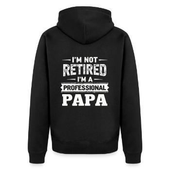 Professional Dad No Retirement Pension Pensioner - Unisex Premium Organic Zip Hoodie - black - Back - Nico (187cm)