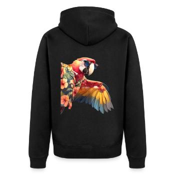Lustige Ara Papagei Hawaii Sonnenbrille Peeking - Unisex Premium Bio Zip Hoodie - Schwarz - Hinten - Nico (187cm)