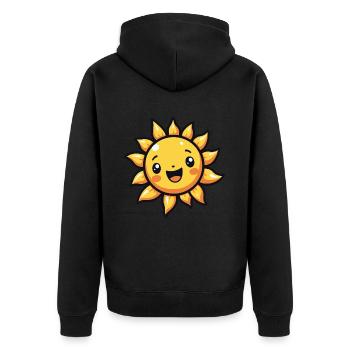Laughing sun – good mood guarantee - Unisex Premium Organic Zip Hoodie - black - Back - Nico (187cm)